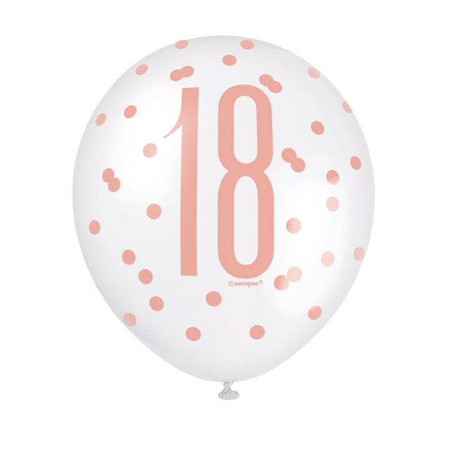 Ballons 18 Jahre Rose Gold 30cm 6Stk