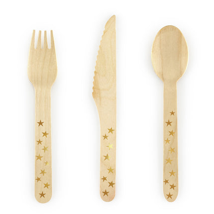 Holzbesteck Gold 16cm 18 Stück