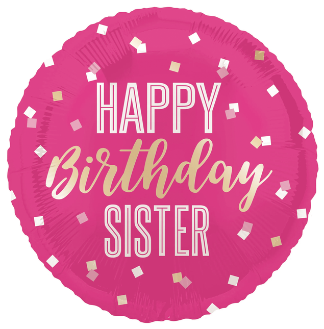 Happy Birthday Helium Ballon Pink Sister Leer 45cm