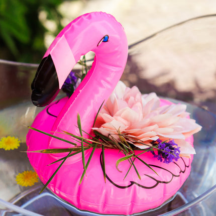 Aufblasbare Flamingo Becherhalter 25cm 2Stück