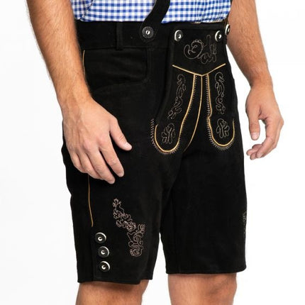 Lederhose Leder Short Schwarz und Hosenträger