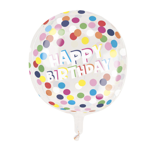 Happy Birthday Helium Ballon Konfetti Leer 38cm