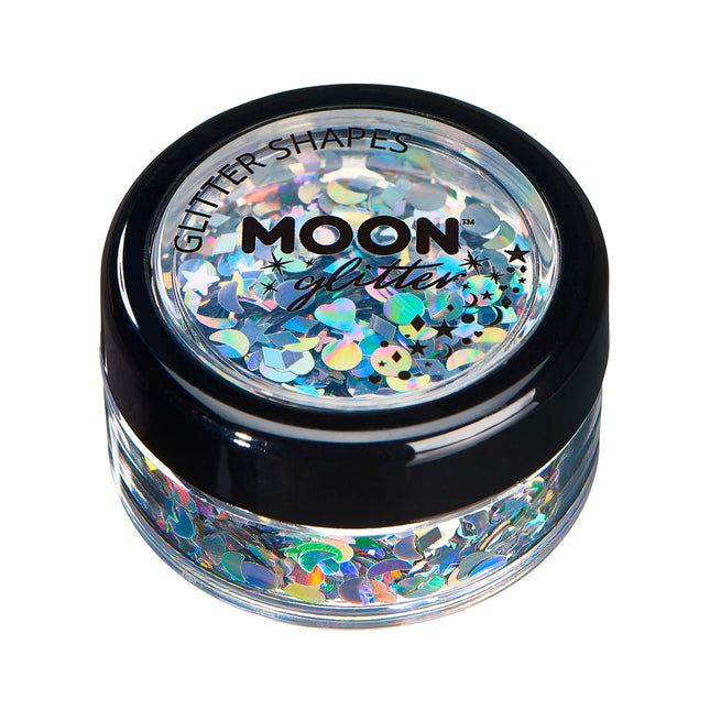 Moon Glitter Holographic Glitter Shapes Silber 3g