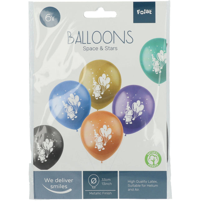 Ballons Weltraum & Sterne Bunt 33cm 6Stk