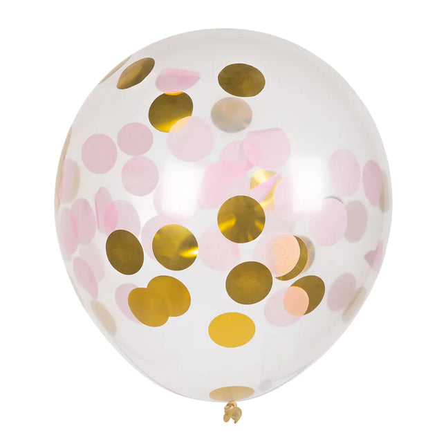 Gold Rosa Konfetti Ballons 30cm 5Stück