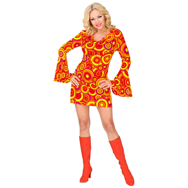 Disco 70S Kleid Orange Damen