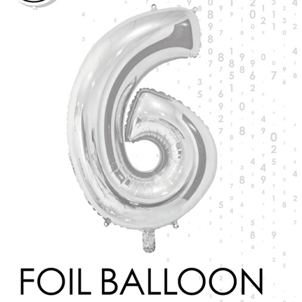 Folienballon Figur 6 Silber 66cm