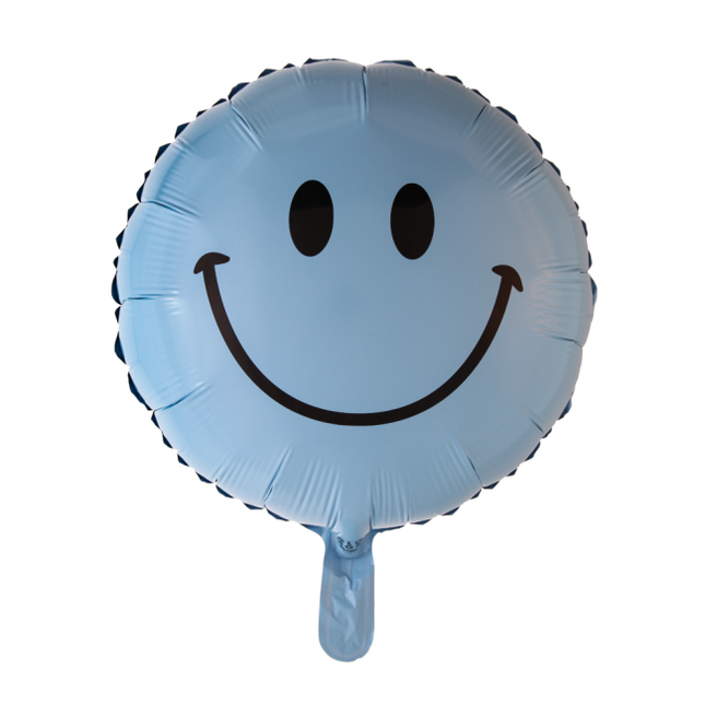 Heliumballon Emoji Lächeln Hellblau 45cm leer