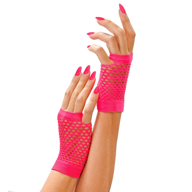 Neon Rosa Handschuhe Fingerlos Kurz