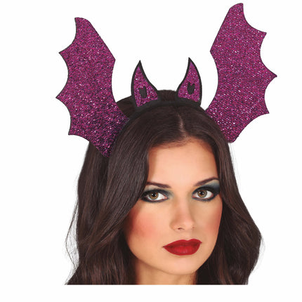 Lila Halloween Haarband Fledermaus