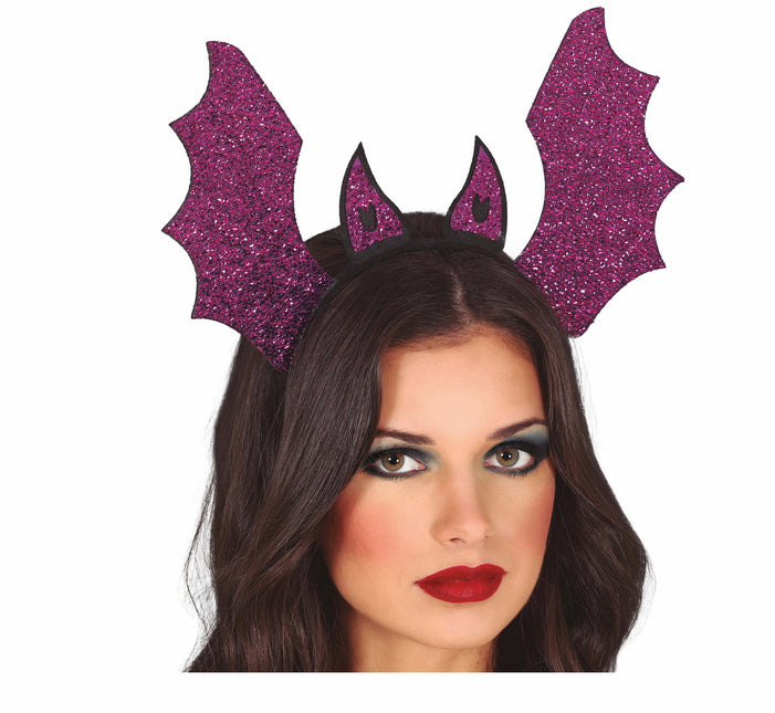 Lila Halloween Haarband Fledermaus