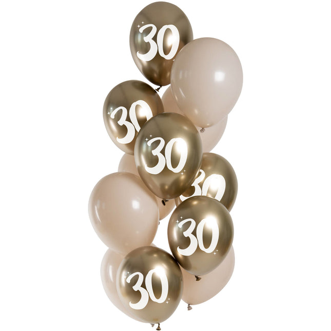 Goldene Ballons 30 Jahre Chrom 33cm 12 Stk.