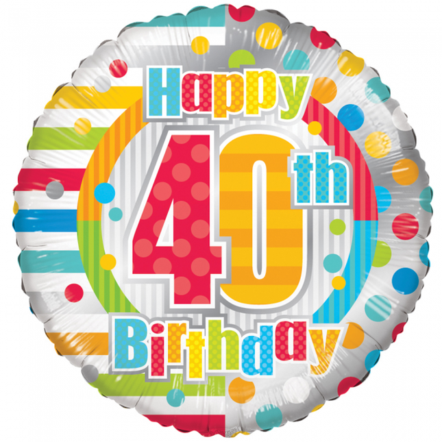 Helium Ballon Happy 40Th Birthday 45cm leer