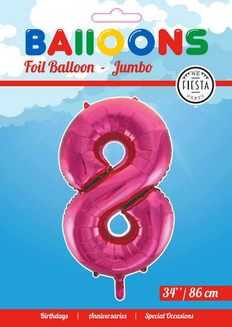 Folienballon Figur 8 Fuchsia XL 86cm leer