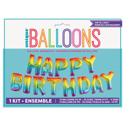 Folienballon Happy Birthday Regenbogen Leer 4.31m