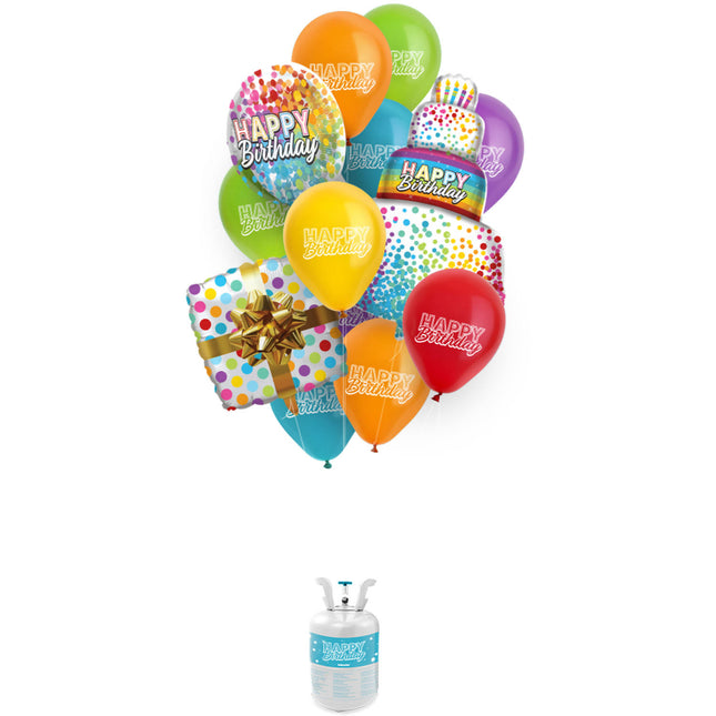 <tc>Heliumflasche</tc> Happy Birthday 18 Stück