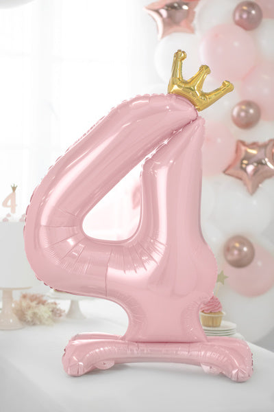 Folienballon Figur 4 Hellrosa Standard Leer 84cm