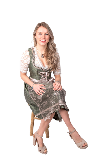 Rosa Weiß Creme Dirndlkleid Oktoberfest Damen Jaquard Grau