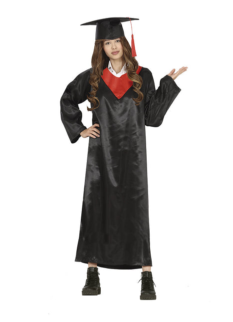 Graduierungskleid Schwarz Rot Damen