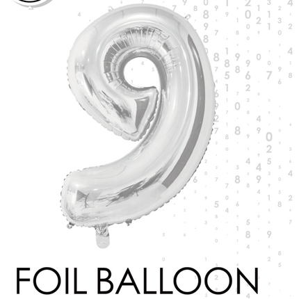 Folienballon Figur 9 Silber 66cm