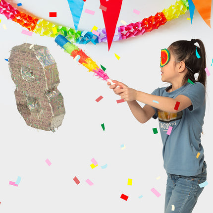 Silberne Pinata 0 Jahr Holographisch 40cm