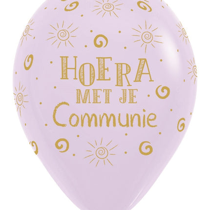 Ballons Hooray With Your Communion Pastell Matt Lila 30cm 25Stk.