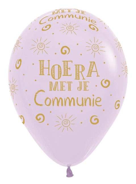 Ballons Hooray With Your Communion Pastell Matt Lila 30cm 25Stk.