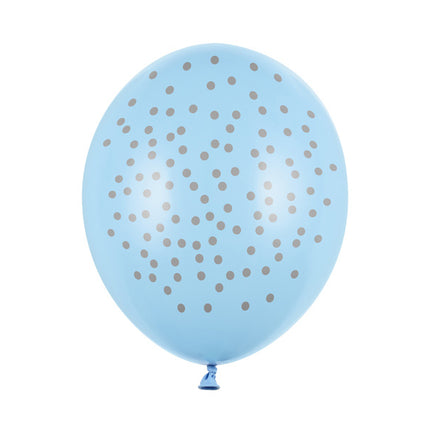 Blaue Ballons Graue Punkte 30cm 6Stk