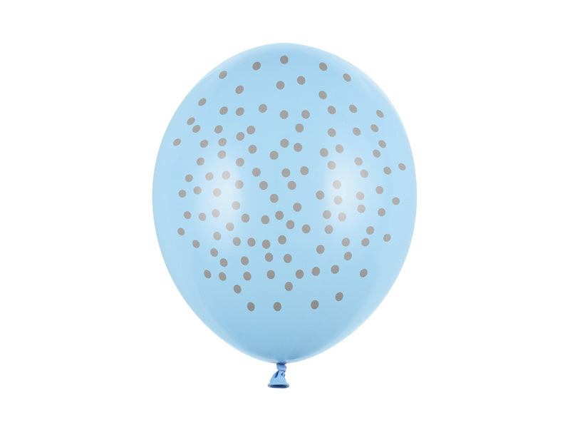 Blaue Ballons Graue Punkte 30cm 6Stk