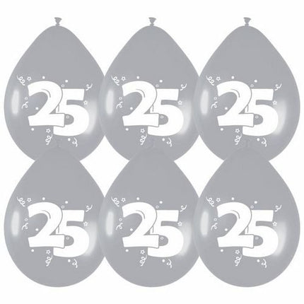 Ballons 25 Silber Party 30cm 6Stk