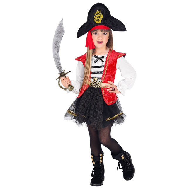 Piratenkleid Schwarz Rot Mädchen Tutu