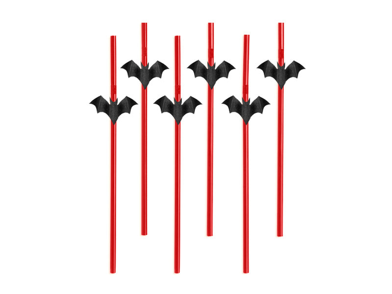 Halloween Strohhalme Fledermaus 24cm 6 Stk.