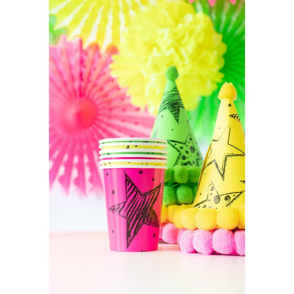 Bunte Neon Becher 250ml 6 Stück