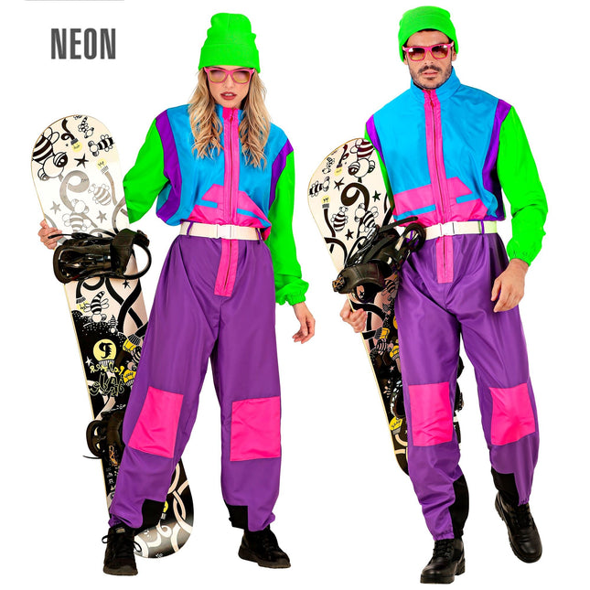 Neon 80er Skianzug Snowboarder