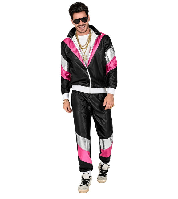 Neon 80S Trainingsanzug Faulty Black Leather Look