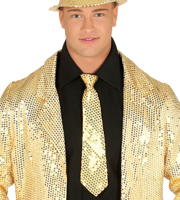 Gold Krawatte Glitter Paillet