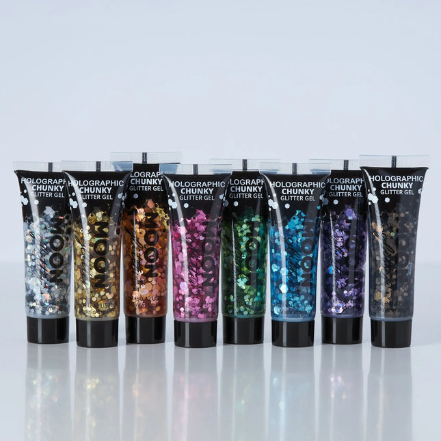 Moon Glitter Holographic Chunky Glitter Gel Schwarz 12ml