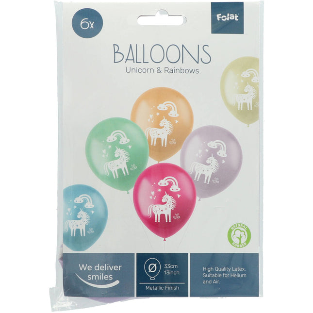 Ballons Einhorn & Regenbogen 33cm 6 Stk.