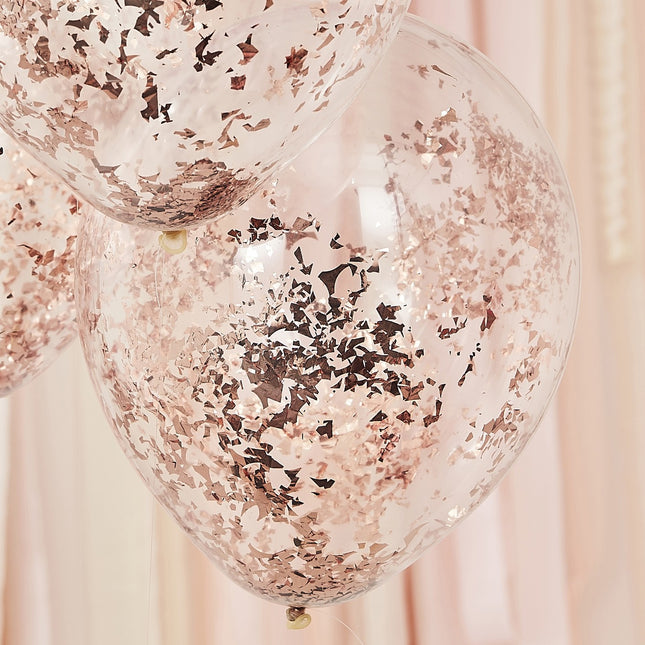 Rose Gold Konfetti Ballons Glitter 30cm 5Stk