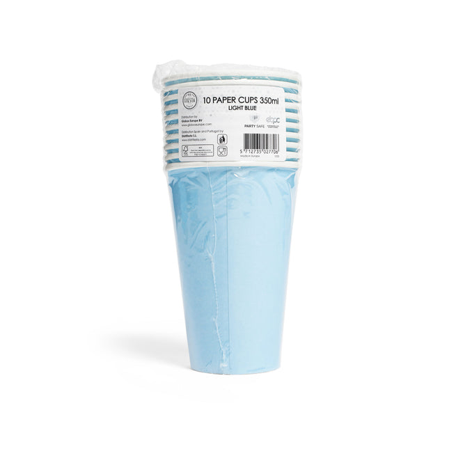 Hellblaue Becher Papier 350ml 10 Stk.