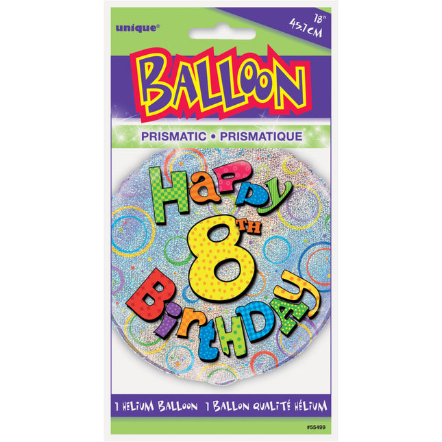 Helium Ballon 8 Jahre Glitter 45cm leer