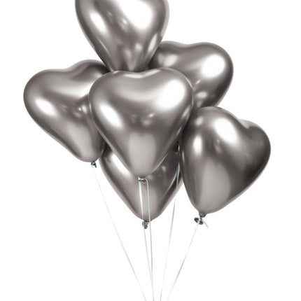 Herz Ballons Silber 30cm 6Stk