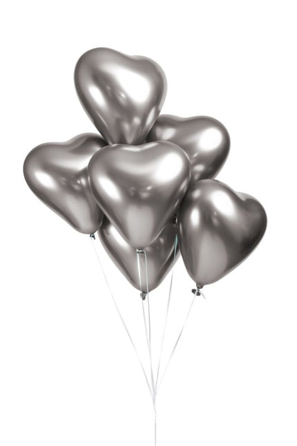 Herz Ballons Silber 30cm 6Stk