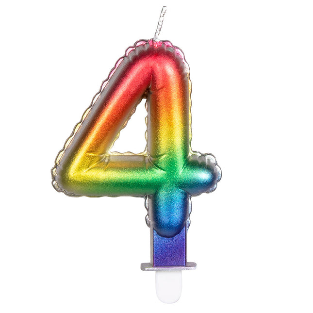 Regenbogen-Kerze 4 Jahre 8cm