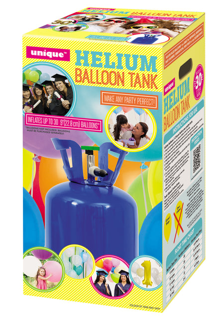 <tc>Heliumflasche</tc> mit 30 Luftballons und Schleife