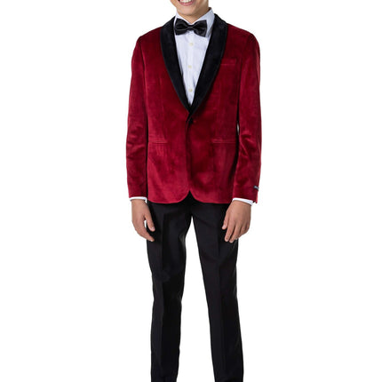 Bordeauxroter Samtblazer Junge Teen OppoSuits