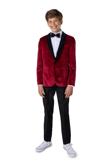 Bordeauxroter Samtblazer Junge Teen OppoSuits