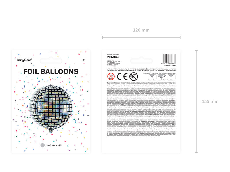 Heliumballon Discoball Leer 40cm