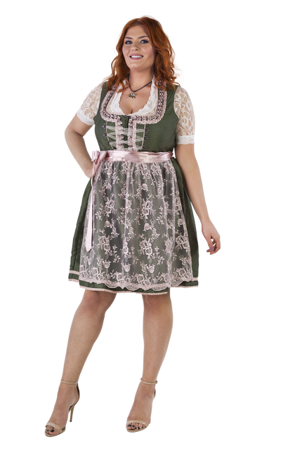 Weiß Grünes Dirndlkleid Oktoberfest Damen 2 Stück