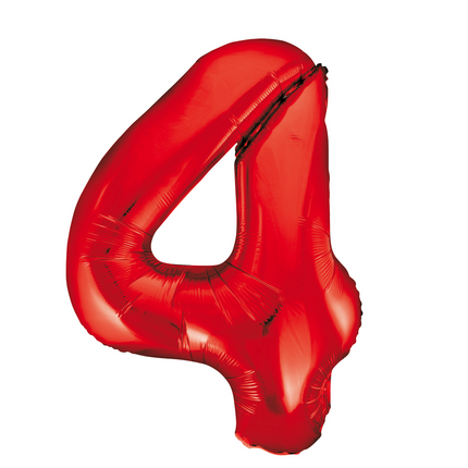 Folienballon Figur 4 Rot XL 86cm leer